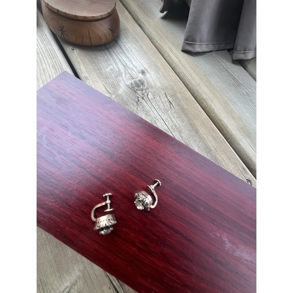 MODEL 1960s antique Ukraine Clip on earrings Stelling SILVER 875 vtg art - Picture 11 of 15